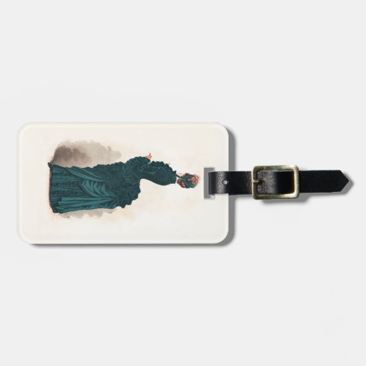 Elegant blauw Victoriaans jurken Mode Bagagelabel (Voorkant horizontaal)