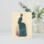 Elegant blauw Victoriaans jurken Mode Briefkaart (Staand voorkant)