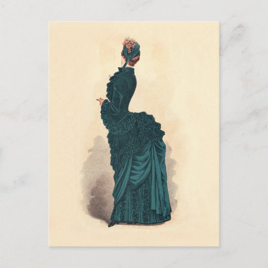 Elegant blauw Victoriaans jurken Mode Briefkaart (Voorkant)