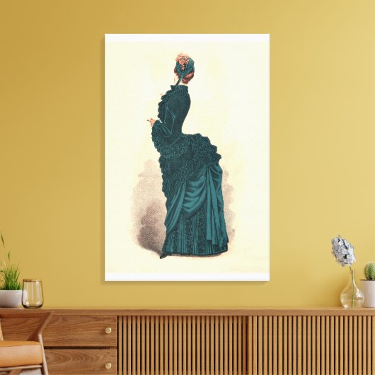 Elegant blauw Victoriaans jurken Mode Canvas Afdruk (Insitu (Woonkamer))
