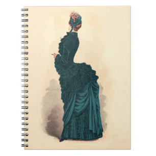 Elegant blauw Victoriaans jurken Mode Notitieboek