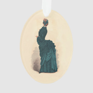Elegant blauw Victoriaans jurken Mode Ornament