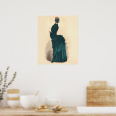 Elegant blauw Victoriaans jurken Mode Poster (Keuken)