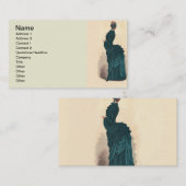 Elegant blauw Victoriaans jurken Mode Visitekaartje (Voorkant / Achterkant)