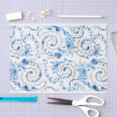 Elegant blauw Victoriaans Roos en scrollen Tissuepapier (Craft)