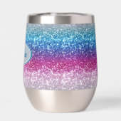 Elegant Blauw Violet Roze Zilver Glitter Monogram (Achterkant)