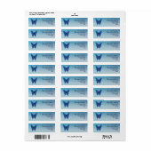Elegant Blauw Vlinder Retouradres Etiket (Full Sheet)