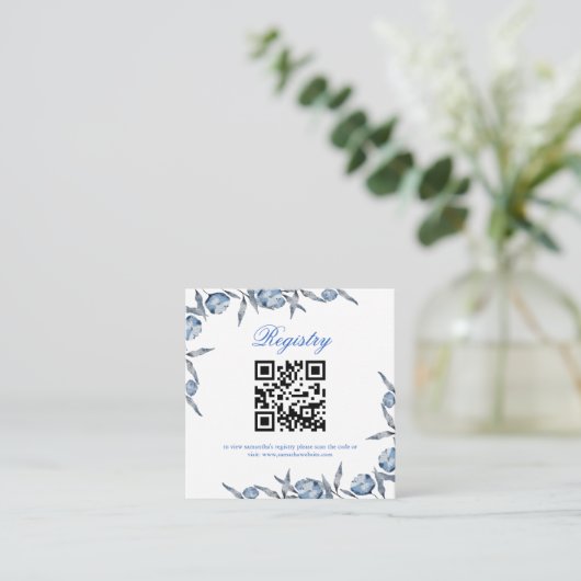 Elegant Blauw vrijgezellenfeest of baby shower reg Informatiekaartje (Staand voorkant)