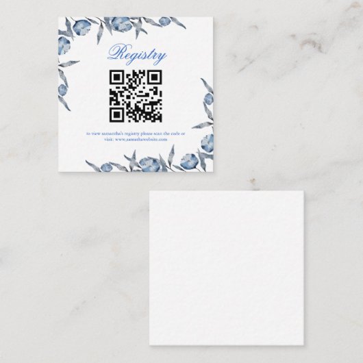 Elegant Blauw vrijgezellenfeest of baby shower reg Informatiekaartje (Voorkant / Achterkant)