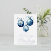 Elegant Blauw Vrolijk Kerst Zakelijk Zilver Folie Feestdagen Briefkaart (Staand Voorkant)