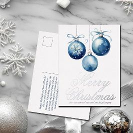 Elegant Blauw Vrolijk Kerst Zakelijk Zilver Folie Feestdagen Briefkaart