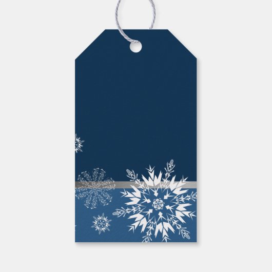 Elegant Blauw Vrolijk Kerstfeest Cadeaulabel (Achterkant)