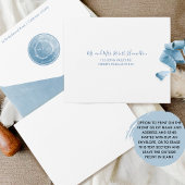 Elegant Blauw Watercolor Monogram Trouw Alles of N All In One Uitnodiging