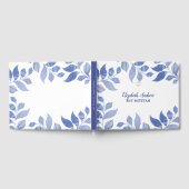 Elegant Blauw Waterverf Blauw Blauw Blauw Bladblad Gastenboek (Volledig)