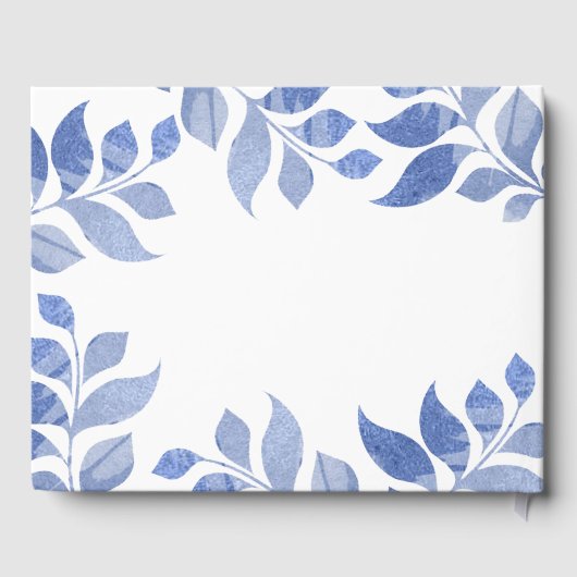 Elegant Blauw Waterverf Blauw Blauw Blauw Bladblad Gastenboek