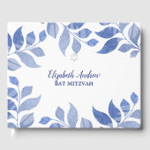 Elegant Blauw Waterverf Blauw Blauw Blauw Bladblad Gastenboek (Voorkant)