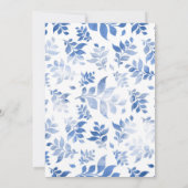Elegant Blauw Waterverf Blauw Blauw Blauw Bladblad Kaart (Achterkant)