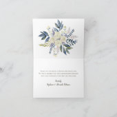 Elegant Blauw Waterverf Bloem Bruiloft Dank u Bedankkaart (Binnen)