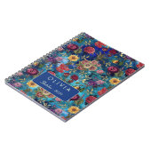Elegant Blauw Waterverf Bloem Monogram Notitieboek (Linkerzijde)