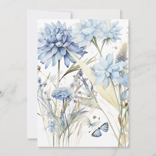 Elegant Blauw Waterverf Bloemen Moederdag Brunch Kaart (Achterkant)