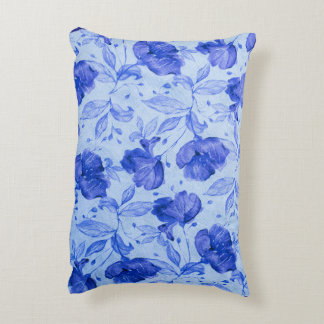 Elegant blauw Waterverf bloemenaccentkussen Accent Kussen