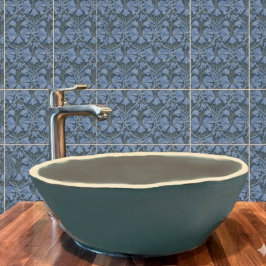 Elegant Blauw Waterverf Bloemenpatroon Tegeltje