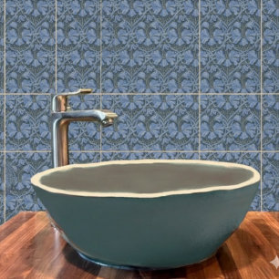 Elegant Blauw Waterverf Bloemenpatroon Tegeltje