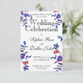 Elegant blauw waterverf bloemig kaart (Staand voorkant)