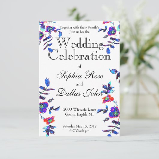 Elegant blauw waterverf bloemig kaart (Staand voorkant)