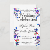 Elegant blauw waterverf bloemig kaart (Voorkant / Achterkant)