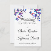 Elegant blauw waterverf bloemig save the date (Voorkant)