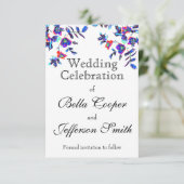 Elegant blauw waterverf bloemig save the date (Staand voorkant)