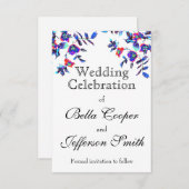 Elegant blauw waterverf bloemig save the date (Voorkant / Achterkant)