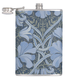 Elegant Blauw Waterverf Bloemmotief Heupfles