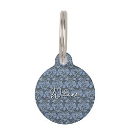 Elegant Blauw Waterverf Bloemmotief  Huisdierpenning