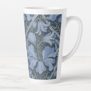Elegant Blauw Waterverf Bloemmotief Latte Mok