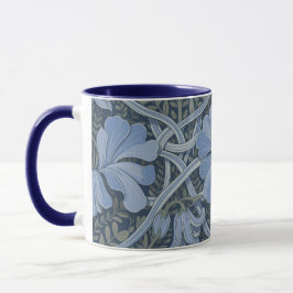 Elegant Blauw Waterverf Bloemmotief Mok