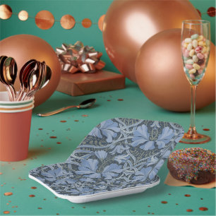 Elegant Blauw Waterverf Bloemmotief Papieren Bordje