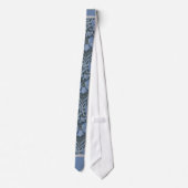 Elegant Blauw Waterverf Bloemmotief Stropdas (Achterkant)