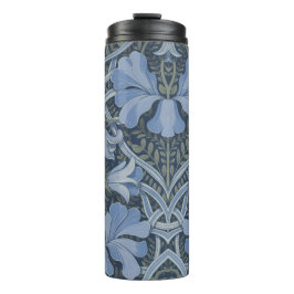 Elegant Blauw Waterverf Bloemmotief  Thermosbeker