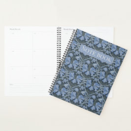 Elegant Blauw Waterverf Bloemmotief Uitnodiging Planner