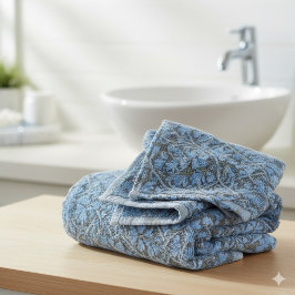 Elegant Blauw Waterverf Bloemmotief Washandje