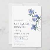 elegant blauw waterverf blooms repetitief diner kaart (Voorkant)