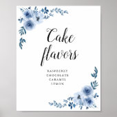Elegant Blauw waterverf floral cake smaken teken Poster (Voorkant)
