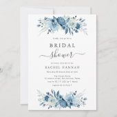 Elegant blauw waterverf floreel vrijgezellenfeest kaart (Voorkant)