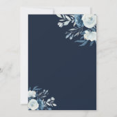 Elegant blauw waterverf floreel vrijgezellenfeest kaart (Achterkant)