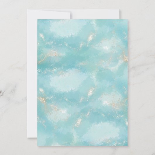 Elegant Blauw Waterverf Goud Verlovingsfeest Kaart (Achterkant)