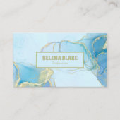 Elegant blauw Waterverf & gouden glitter Visitekaartje (Voorkant)