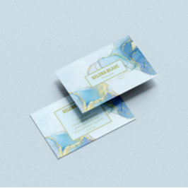 Elegant blauw Waterverf & gouden glitter Visitekaartje