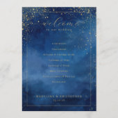 Elegant Blauw Waterverf Huwelijksceremonieprogramm Programmakaart (Voorkant)